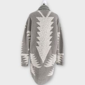 Braeve Evereve Chama Gray Aztec Textured Open Cardigan Sweater Coat Western L